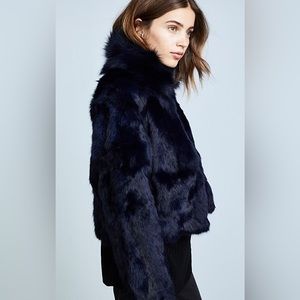 Adrienne Landau Navy Rabbit Fur Jacket